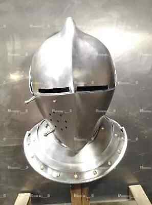 Medieval 18 GA Knight Armor Closed Armet Warrior Helmet Century Helmet Viking