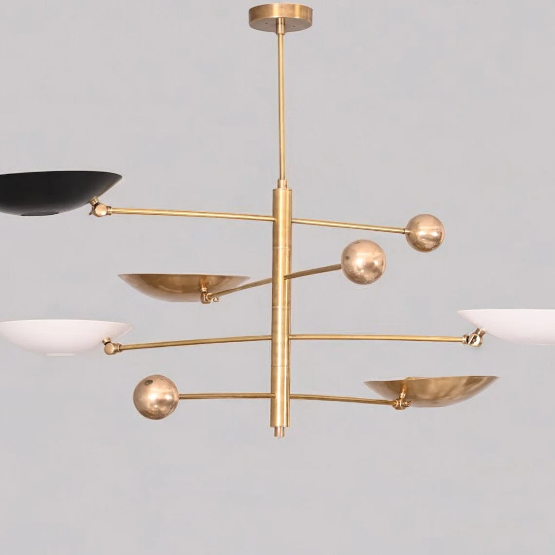 Stylish 5-light pendant Mid-Century modern raw brass Sputnik chandelier, perfect for adding vintage charm and elegance to any space.