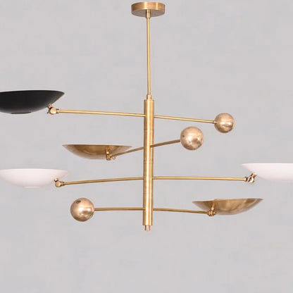 Stylish 5-light pendant Mid-Century modern raw brass Sputnik chandelier, perfect for adding vintage charm and elegance to any space.