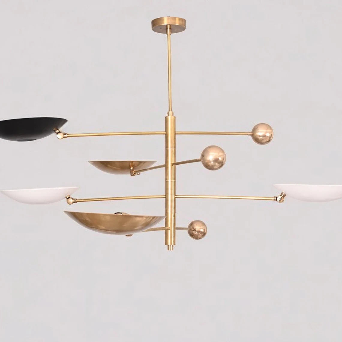 Stylish 5-light pendant Mid-Century modern raw brass Sputnik chandelier, perfect for adding vintage charm and elegance to any space.
