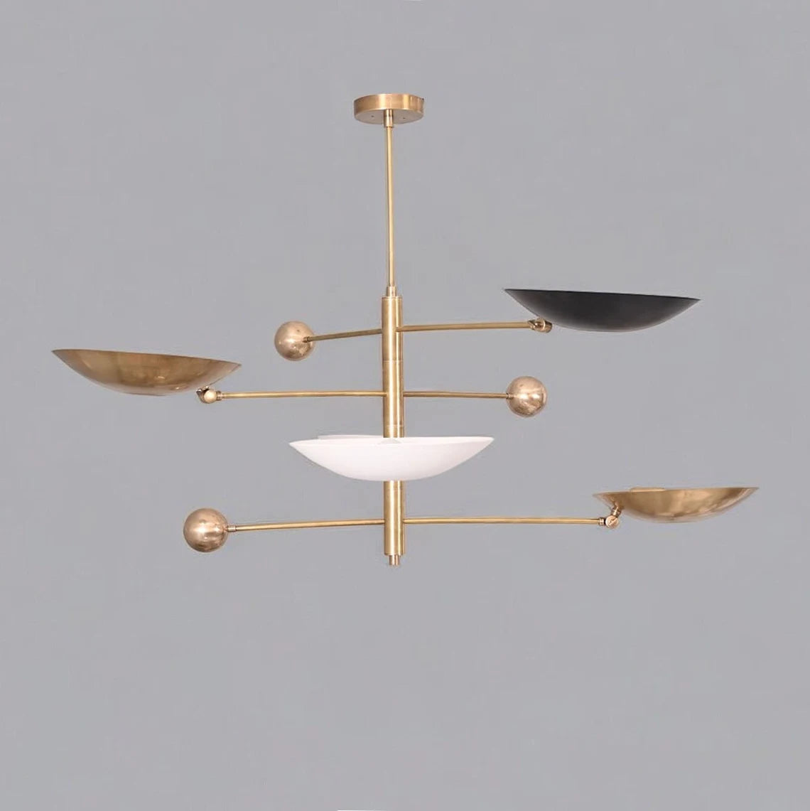 Stylish 5-light pendant Mid-Century modern raw brass Sputnik chandelier, perfect for adding vintage charm and elegance to any space.
