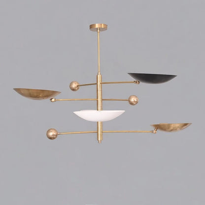 Stylish 5-light pendant Mid-Century modern raw brass Sputnik chandelier, perfect for adding vintage charm and elegance to any space.