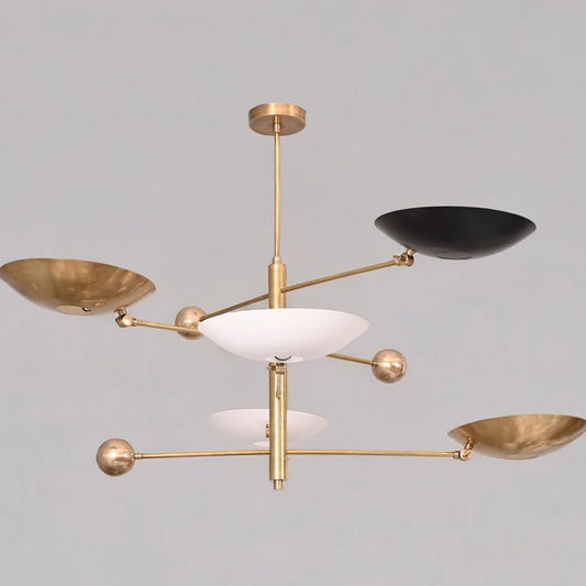 Stylish 5-light pendant Mid-Century modern raw brass Sputnik chandelier, perfect for adding vintage charm and elegance to any space.