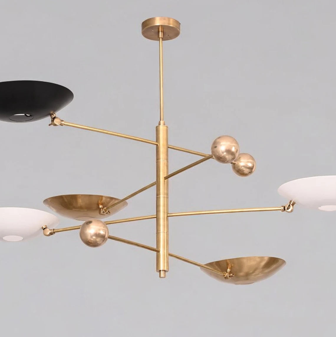 Stylish 5-light pendant Mid-Century modern raw brass Sputnik chandelier, perfect for adding vintage charm and elegance to any space.