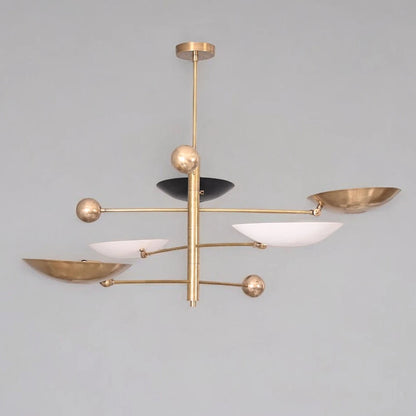 Stylish 5-light pendant Mid-Century modern raw brass Sputnik chandelier, perfect for adding vintage charm and elegance to any space.