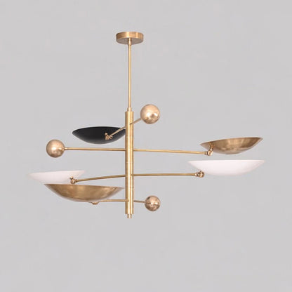 Stylish 5-light pendant Mid-Century modern raw brass Sputnik chandelier, perfect for adding vintage charm and elegance to any space.