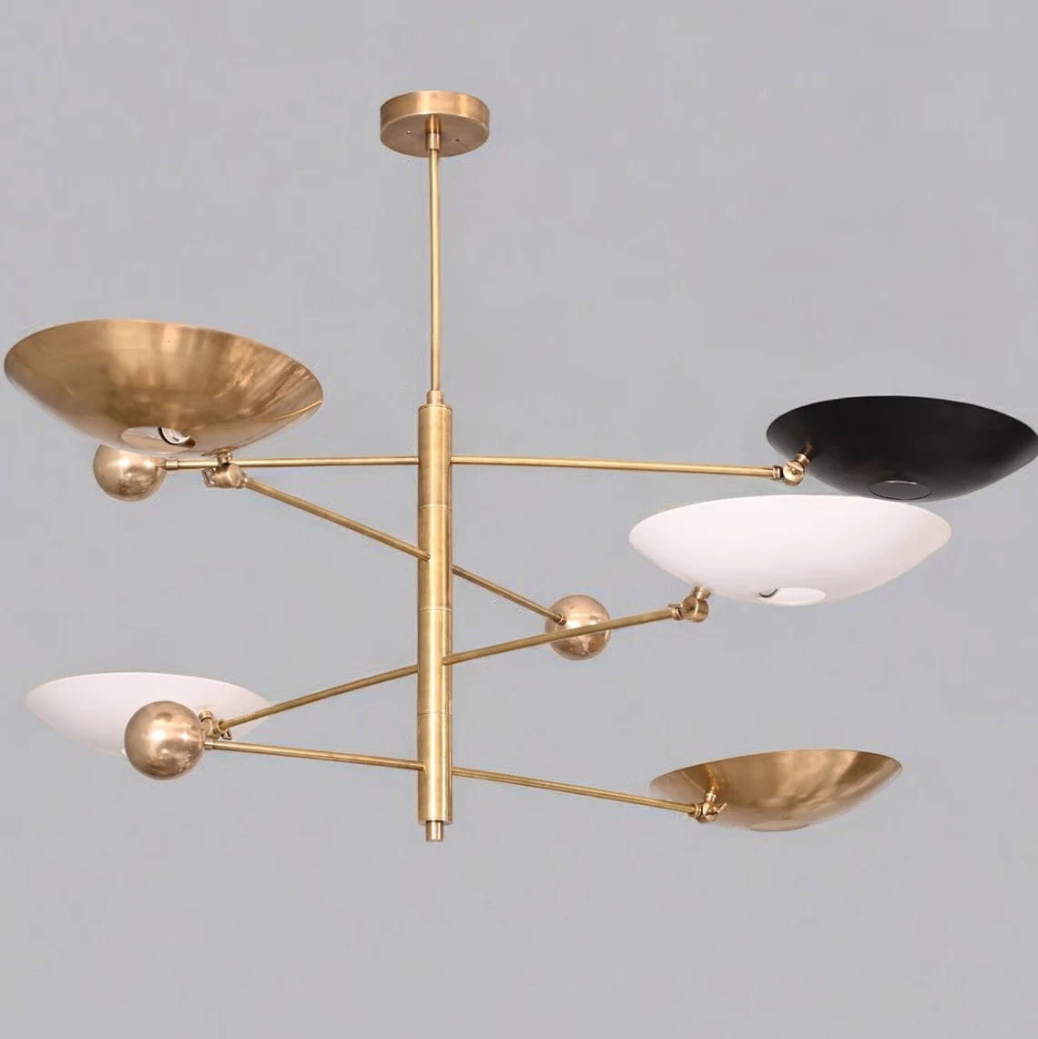 Stylish 5-light pendant Mid-Century modern raw brass Sputnik chandelier, perfect for adding vintage charm and elegance to any space.