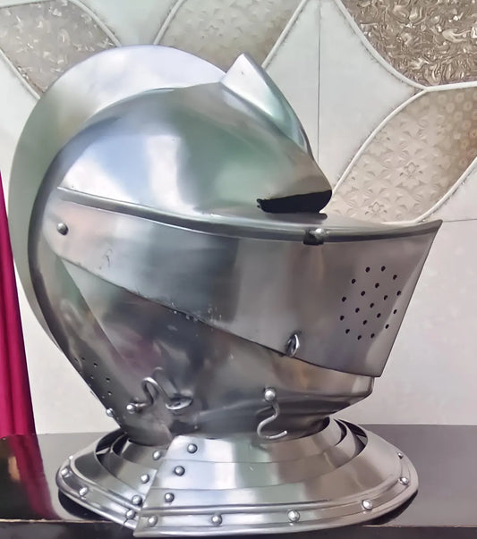 Medieval Knight Closed Helmet | German Helmet Cosplay, Roleplay | 16 Gauge Steel Helmet