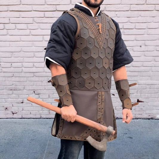 Medieval Men's Lamellar Leather Body armour | LARP and Cosplay armor