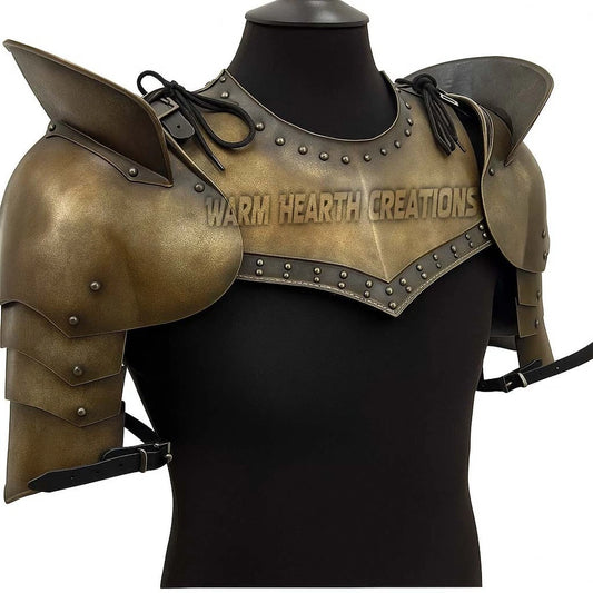 Medieval Knight Pauldrons & Gorget – Shoulder Armor Set for LARP, SCA, Cosplay